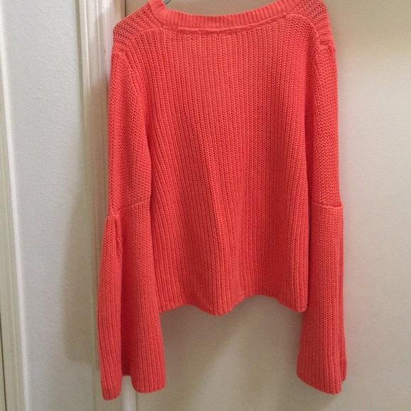 NWT Free People Coral Orange Damsel Sweater M - Picture 5 of 5